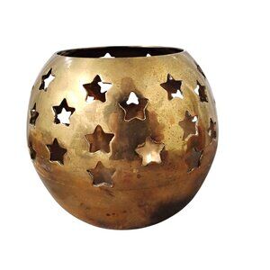 Brass Star Cutout Candle Holder Sphere Decorative Lantern